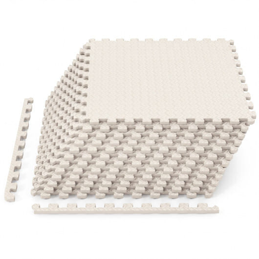 12Tiles 1/2" Puzzle Exercise Floor Mats-Beige - Color: Beige