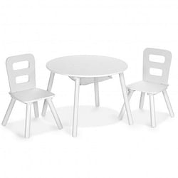 Category: Dropship Baby & Toddler, SKU #HW67056WH, Title: Wood Activity Kids Table and Chair Set with Center Mesh Storage for Snack Time and Homework-White - Color: White