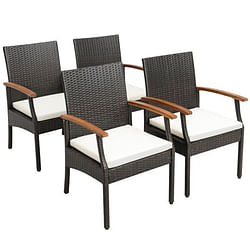 Category: Dropship Home, Garden & Furniture, SKU #HW70831-4, Title: Patio Wicker Chair Set of 2/4 with Soft Zippered Cushion-Set of 4 - Color: Off White