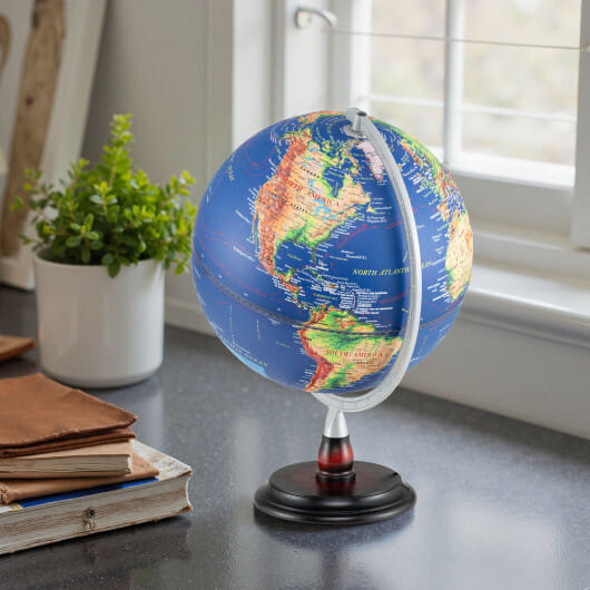 12 Inch Illuminated World Globe Antique Light up Globe Night Lamp-Navy - Color: Navy - Image 2