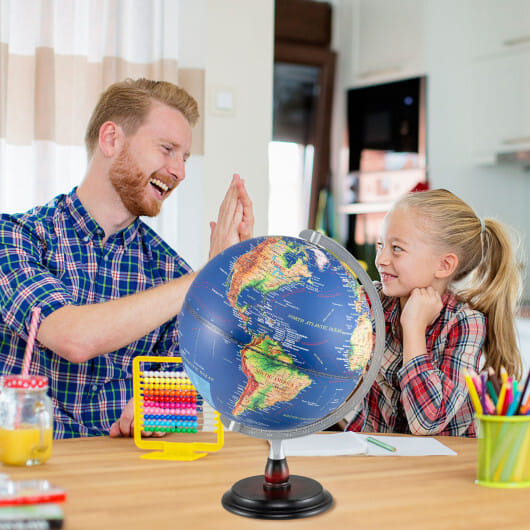 12 Inch Illuminated World Globe Antique Light up Globe Night Lamp-Navy - Color: Navy - Image 3