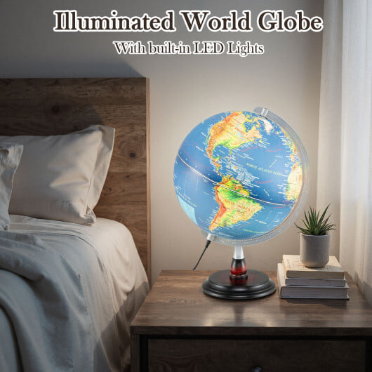 12 Inch Illuminated World Globe Antique Light up Globe Night Lamp-Navy - Color: Navy - Image 5