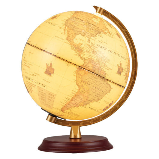 8 Inch Illuminated World Globe Night Light up Globe Lamp with Wooden Stand and HD Map-Brozen - Color: Bronze