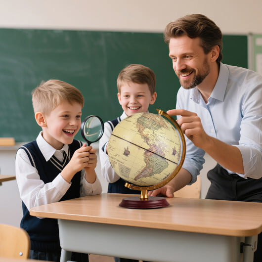 8 Inch Illuminated World Globe Night Light up Globe Lamp with Wooden Stand and HD Map-Brozen - Color: Bronze - Image 2