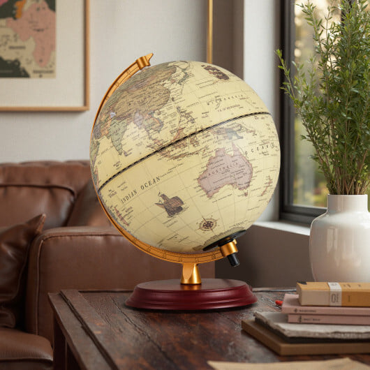 8 Inch Illuminated World Globe Night Light up Globe Lamp with Wooden Stand and HD Map-Brozen - Color: Bronze - Image 5
