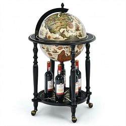 Category: Dropship Wine Making, SKU #JV10057, Title: 16th Century Nautical Chart Wine Cabinet with Wheels - Color: Cream White