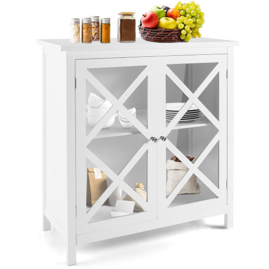 Freestanding Kitchen Buffet Glass Doors Adjustable S