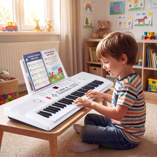 61 Key Electric Portable Digital Keyboard Piano for Beginner-White - Color: White - Image 2