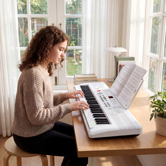 61 Key Electric Portable Digital Keyboard Piano for Beginner-White - Color: White - Image 3