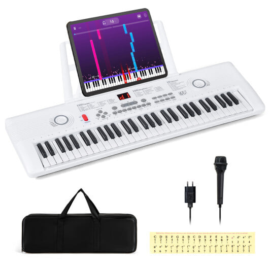 61 Key Electric Portable Digital Keyboard Piano for Beginner-White - Color: White - Image 4