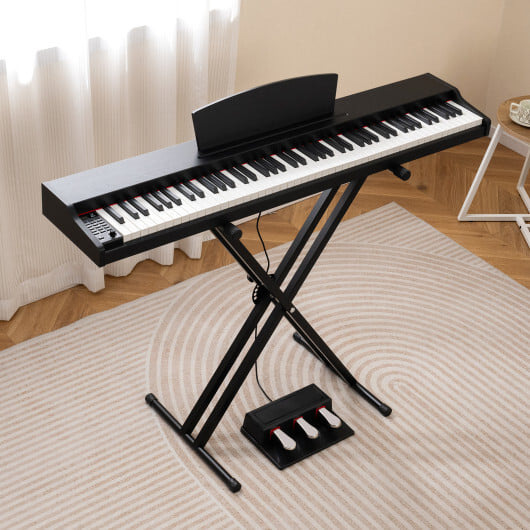 88-Key Keyboard Piano Set with Adjustable Stand-Black - Color: Black - Image 2