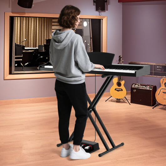 88-Key Keyboard Piano Set with Adjustable Stand-Black - Color: Black - Image 3