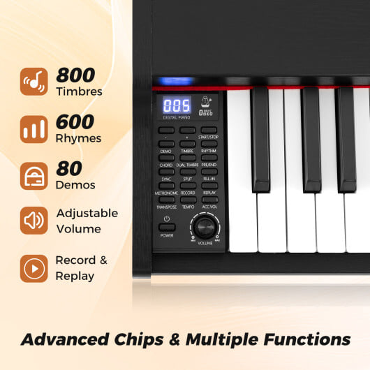 88-Key Keyboard Piano Set with Adjustable Stand-Black - Color: Black - Image 5