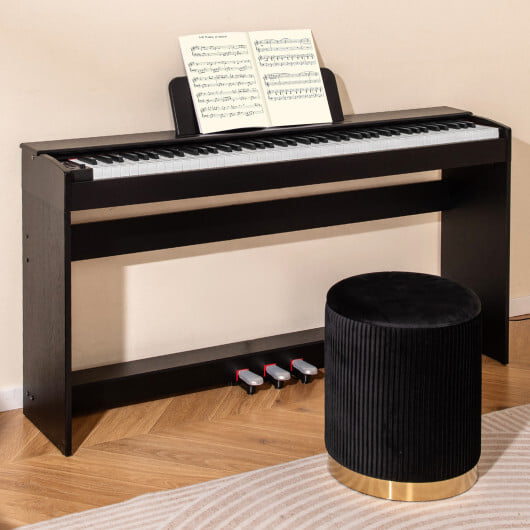 88-Key Hammer Action Weighted Keyboard with Furniture Stand-Black - Color: Black - Image 2