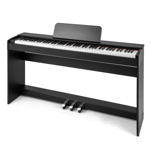 88-Key Hammer Action Weighted Keyboard with Furniture Stand-Black - Color: Black - Image 3