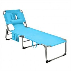 Category: Dropship Pool And Spa, SKU #NP10025LS, Title: Folding Beach Lounge Chair with Pillow for Outdoor-Turquoise - Color: Turquoise