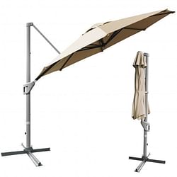 Category: Dropship Patio, Lawn & Garden, SKU #NP10190CF, Title: 11ft Patio Offset Umbrella with 360?° Rotation and Tilt System-Coffee - Color: Coffee