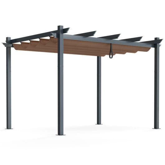 10 x 12 Feet Outdoor Aluminum Retractable Pergola Canopy Shelter Grape Trellis-C
