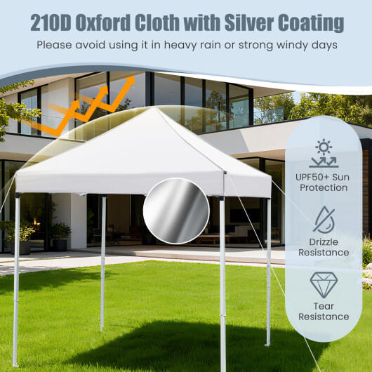6.5 x 6.5 FT Pop up Canopy Tent with 4 Sidewalls and Wheeled Bag-white - Color: White - Image 5