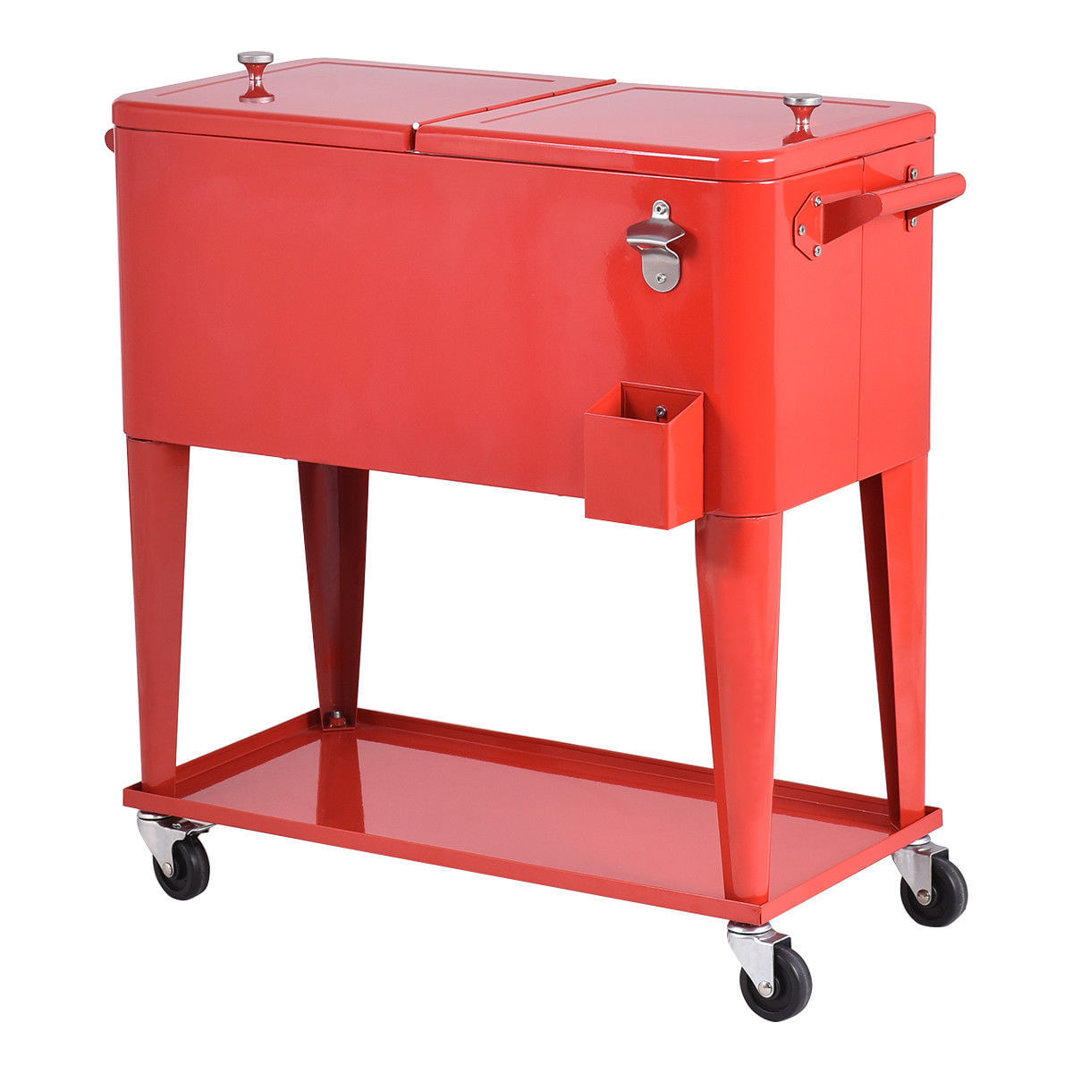 80 Quart Outdoor Patio Rolling Steel Construction Cooler