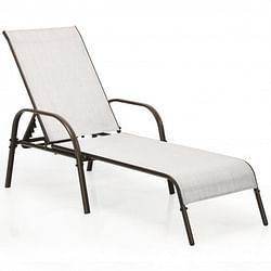 Category: Dropship Pool And Spa, SKU #OP70508GR, Title: Adjustable Patio Chaise Folding Lounge Chair with Backrest-Gray - Color: Gray
