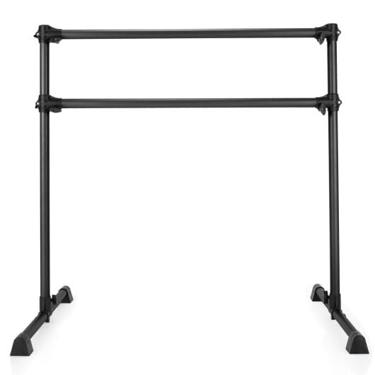 4 Feet Double Ballet Barre Bar with Adjustable Height-Black - Color: Black