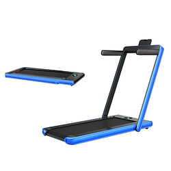 Category: Dropship Sporting & Exercise, SKU #SP37914US-NY, Title: 2.25HP 2 in 1 Folding Treadmill with APP Speaker Remote Control-Navy - Color: Navy - Size: 2-2.75 HP