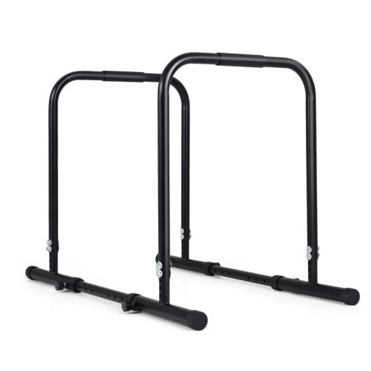 Adjustable Dip Bar Station with 660 LBS Capacity for Calisthenics and Strength Training-Black - Color: Black
