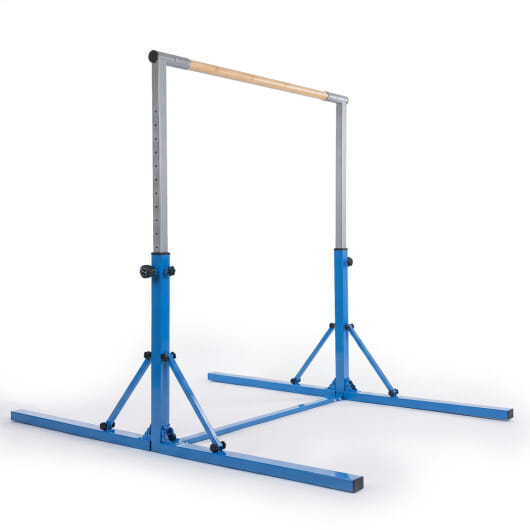 Foldable Gymnastics Bar for Kids with 3-Level Adjustable Heights-Blue - Color: Blue