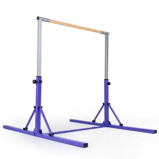 Foldable Gymnastics Bar for Kids with 3-Level Adjustable Heights-Purple - Color: Purple