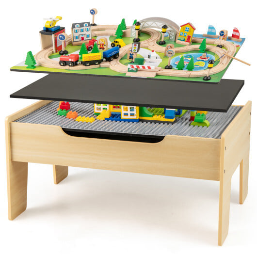 78 Pieces Wooden Train Set Activity Railway Playset for Kids Aged 18M+ - Color: Natural - Image 3