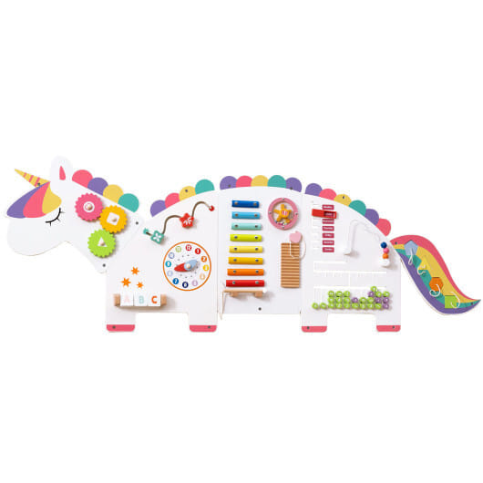 11-in-1 Dinosaur Activity Wall Busy Board Panels for Toddlers Education and Early Development-White - Color: White