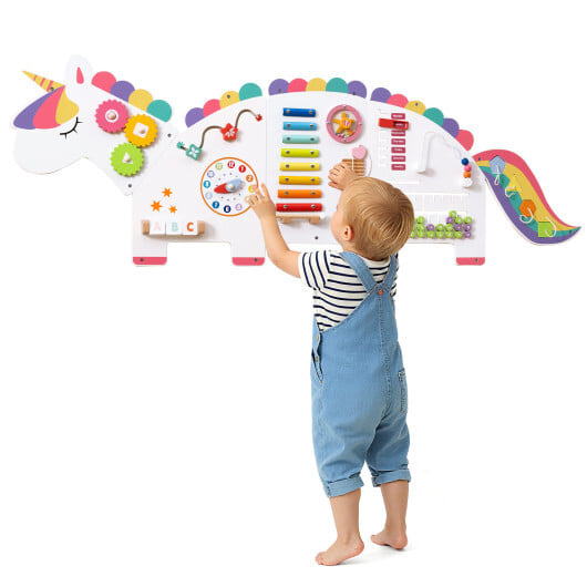 11-in-1 Dinosaur Activity Wall Busy Board Panels for Toddlers Education and Early Development-White - Color: White - Image 4