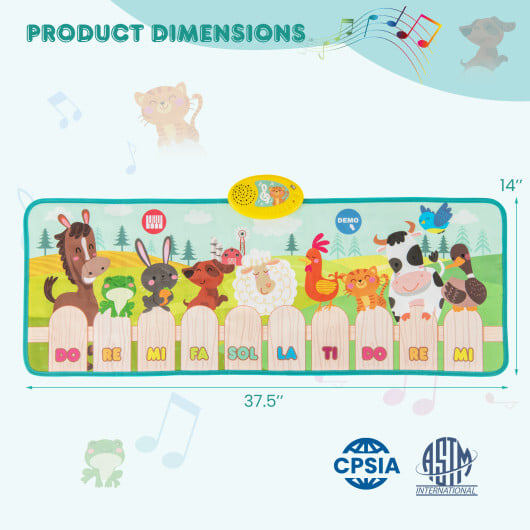 Kids Musical Mat Indoor Outdoor Animal Farm Piano - Color: Multicolor - Image 5