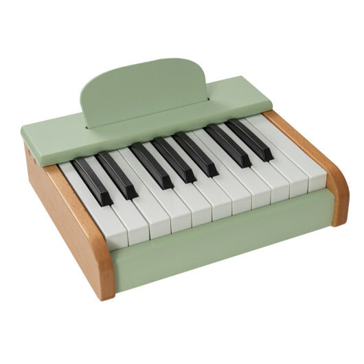 18 Keys Wooden Piano for Kids with Removable Music Stand-Green - Color: Green