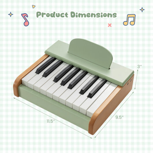 18 Keys Wooden Piano for Kids with Removable Music Stand-Green - Color: Green - Image 5