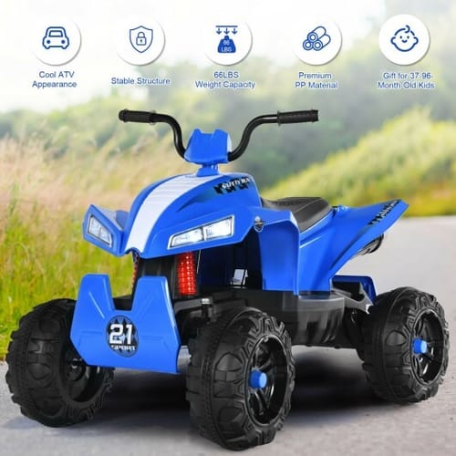 4 Wheels Quad Spring Suspension Kids Ride On ATV-Blue - Color: Blue