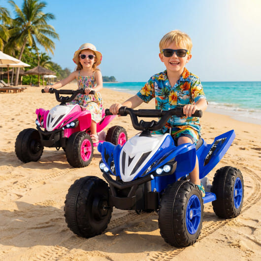 12V Kids Ride On ATV 4-Wheeler Quad with LED Lights and 7 mph Max Speed-Navy - Color: Navy - Image 3