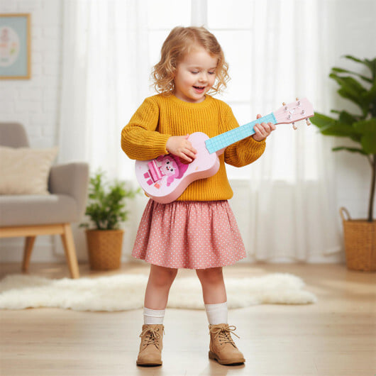 21 Inch Children Mini Ukulele with 4 Nylon Strings and 12 Frets - Color: Pink & Blue - Image 3