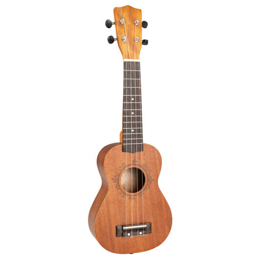 21 Inch Soprano Mahogany Wooden Ukelele Set with Adjustable Strap - Color: Natural