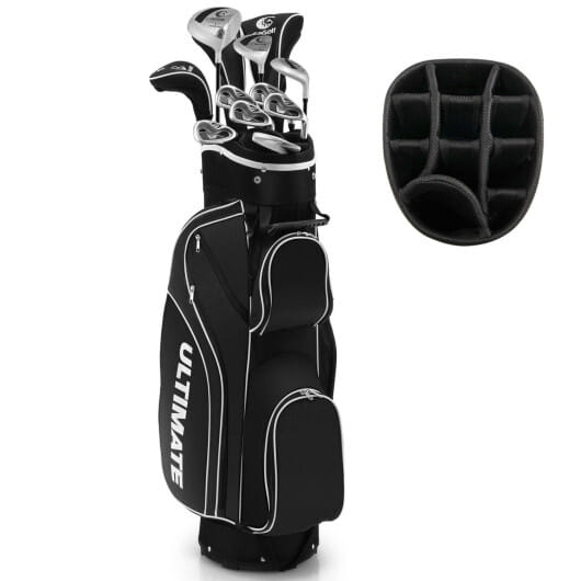 Costway 10 Pieces Womens Complete Golf Club Set with Alloy Driver Black - Color: Black