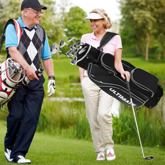 Costway 10 Pieces Womens Complete Golf Club Set with Alloy Driver Black - Color: Black - Image 3