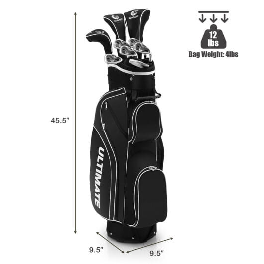 Costway 10 Pieces Womens Complete Golf Club Set with Alloy Driver Black - Color: Black - Image 5