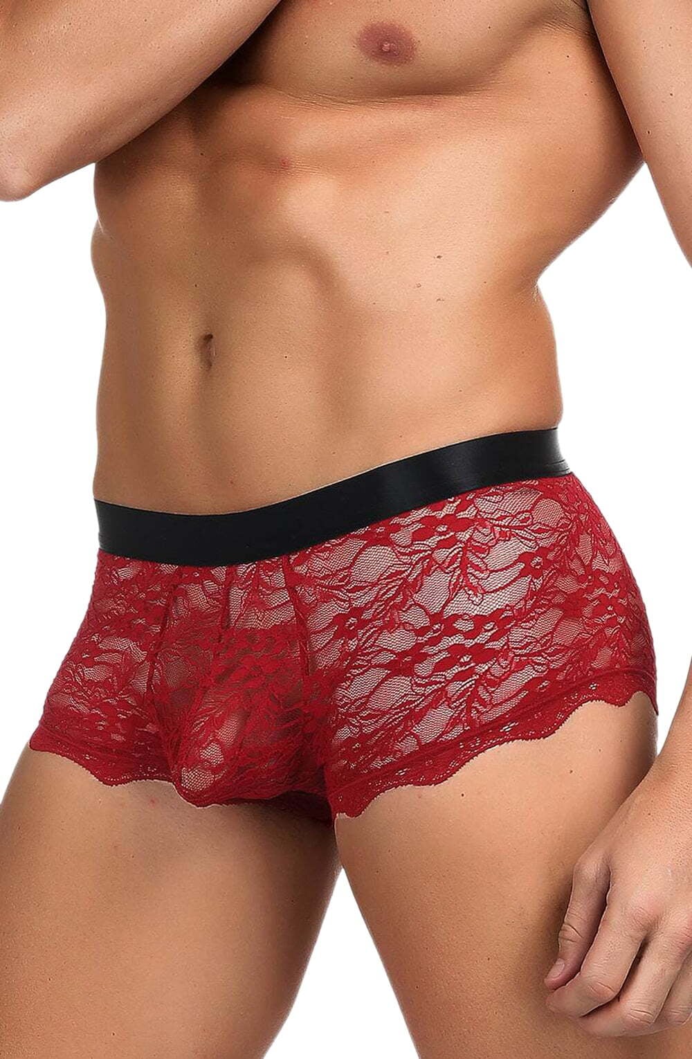 YesX YX976 Mens Boxer Brief Red/Black - Image 5