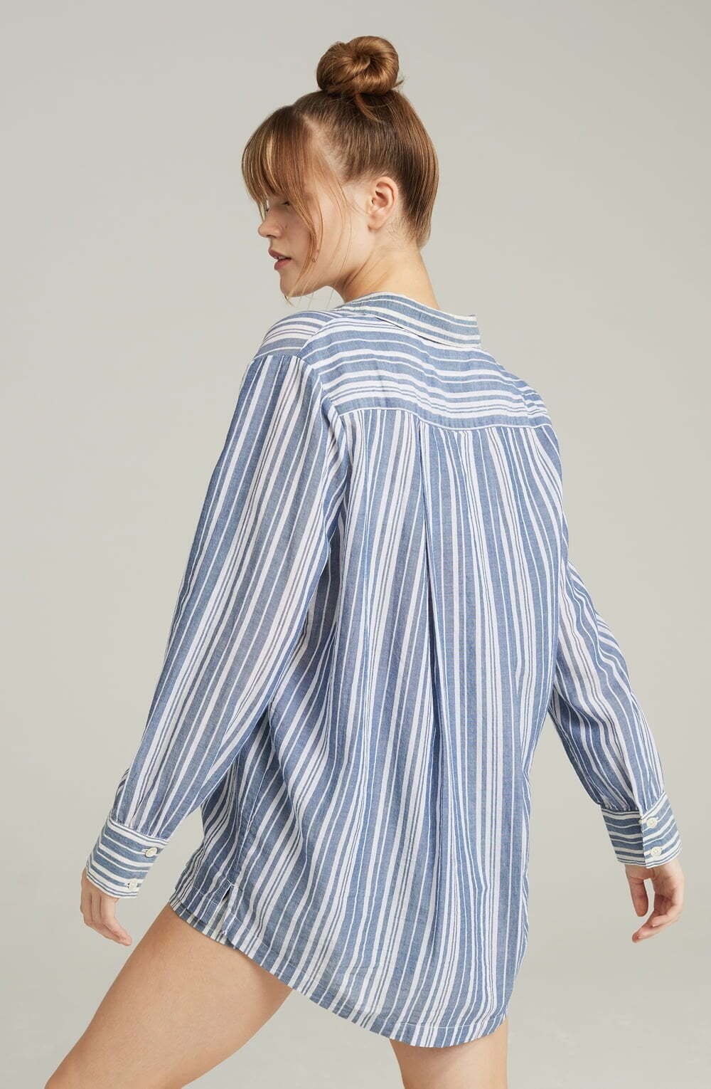 The Midi Shirt French Navy Stripe - Image 4