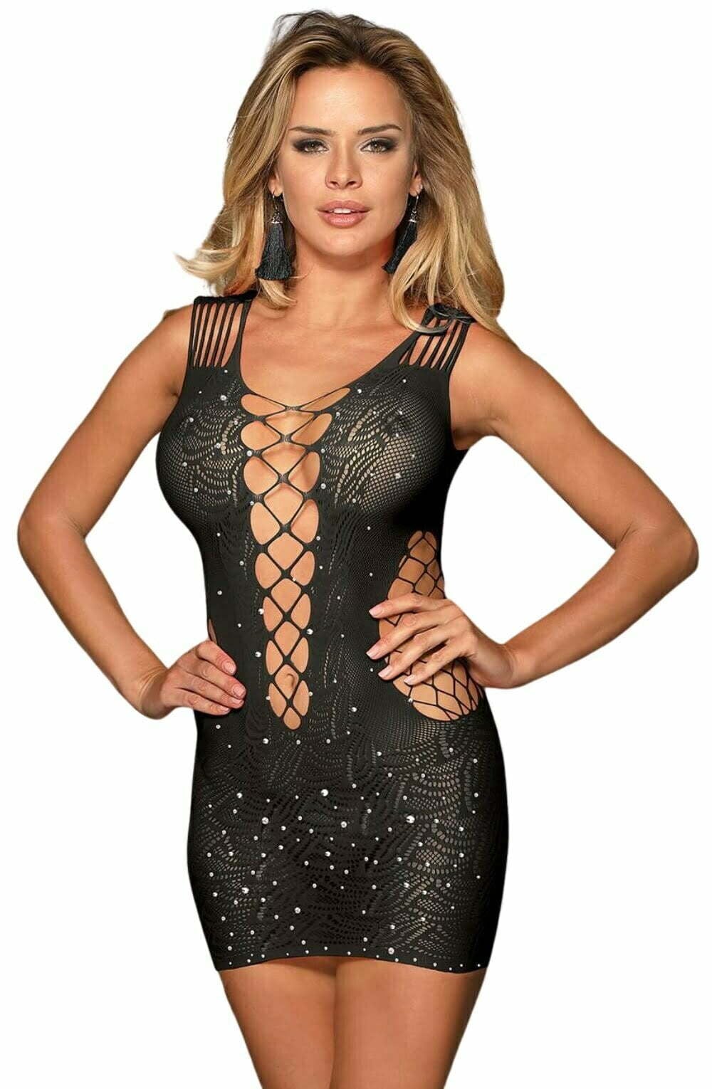 YesX YX848 Sparkly Black Dress - Image 5