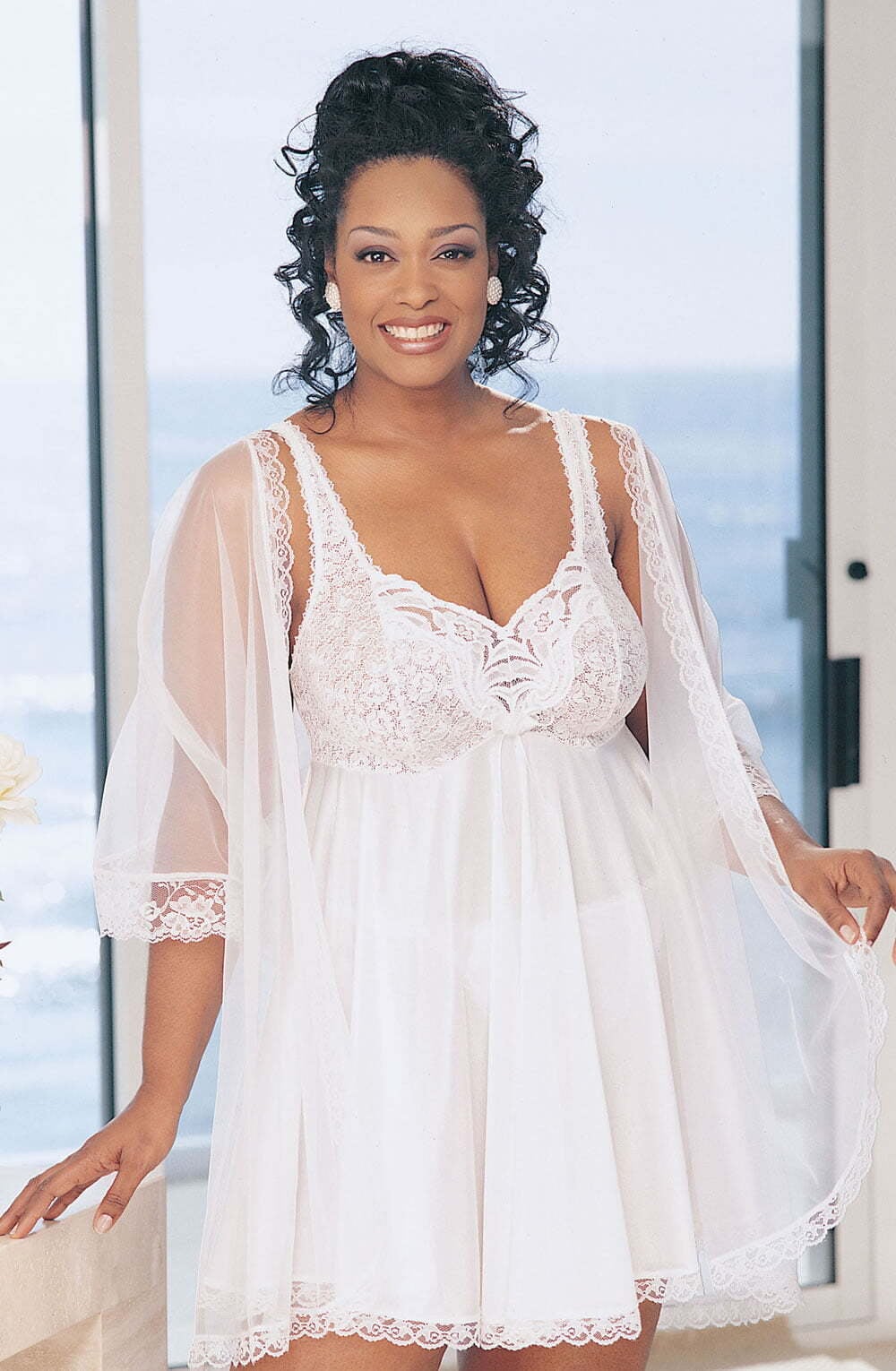 Shirley of Hollywood X3595 White 3 Piece Babydoll - Image 3