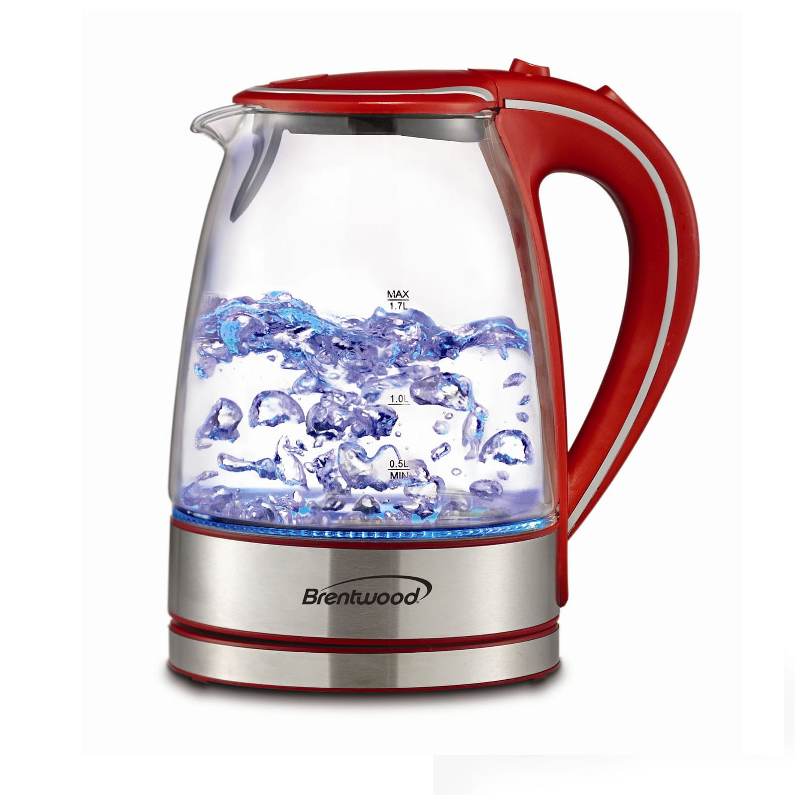 Brentwood Tempered Glass Tea Kettles 1.7-Liter Red