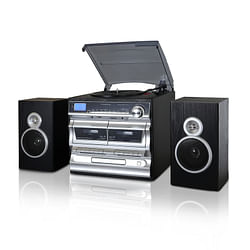 Category: Dropship Gadgets & Gifts, SKU #TRX-11BS-RB, Title: Trexonic 3-Speed Turntable With CD Player, Double Cassette Player, Bluetooth, FM Radio & USB/SD Recording