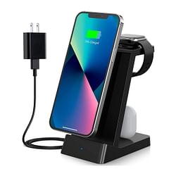 Category: Dropship Accessories, SKU #TRX-UD21, Title: Trexonic 3 in 1 Fast Charge Charging Station in Black